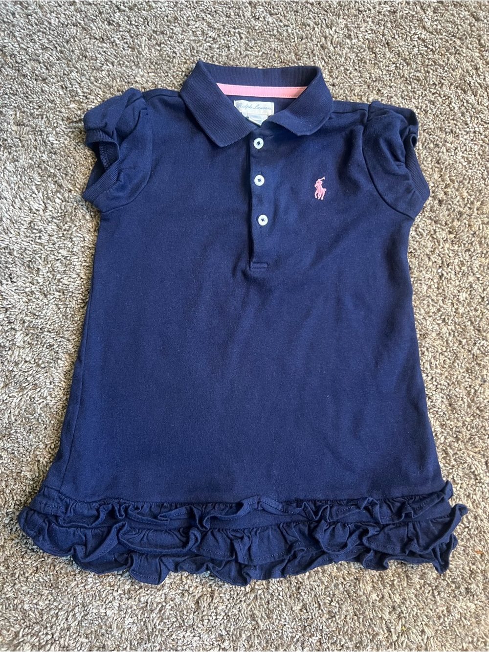 Ralph Lauren Navy Polo Dress with Pink Pony